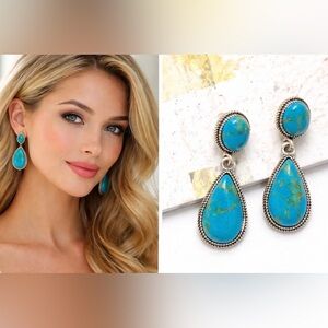 ✅🌹Traditional Silver Turquoise dangle earrings.